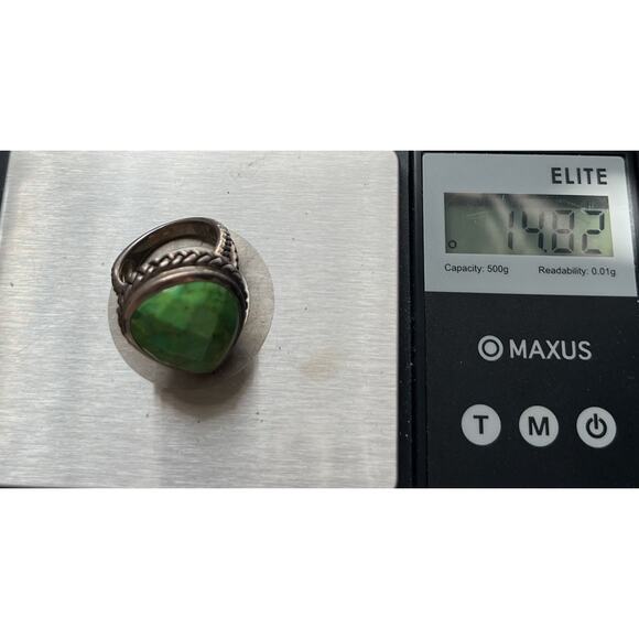 Vintage BARSE 925 Pear-Cut Turquoise Statement Ring 14.82G / Sz 7 - Picture 6 of 6